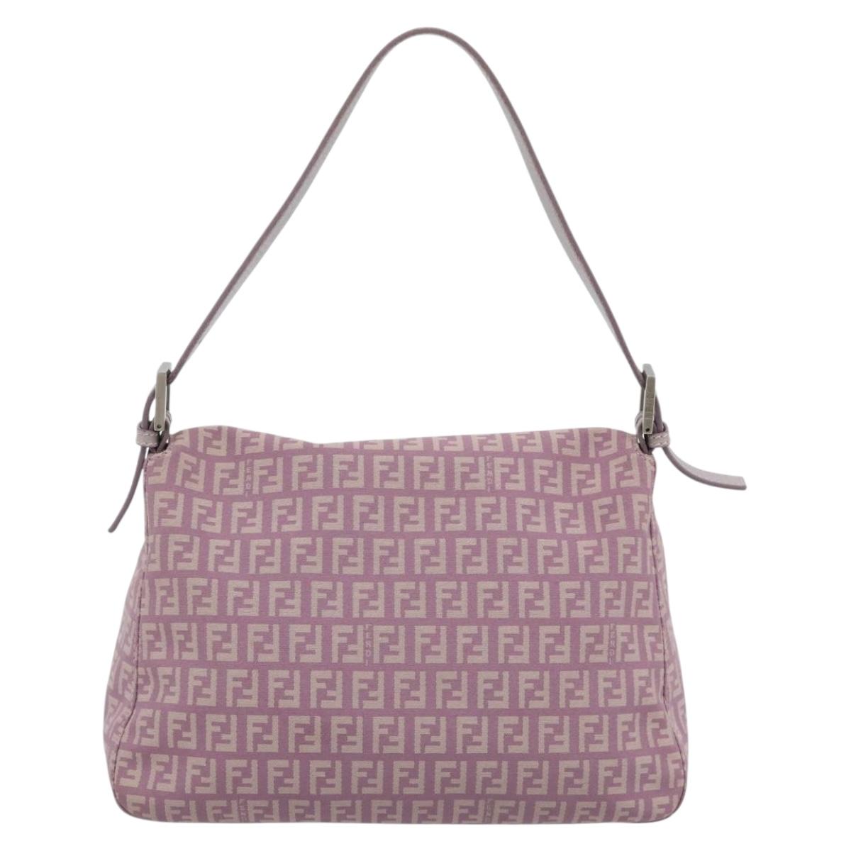 FENDI Zucchino Canvas Baguette Bag Rosa Argento Originale | Mamma Baguette