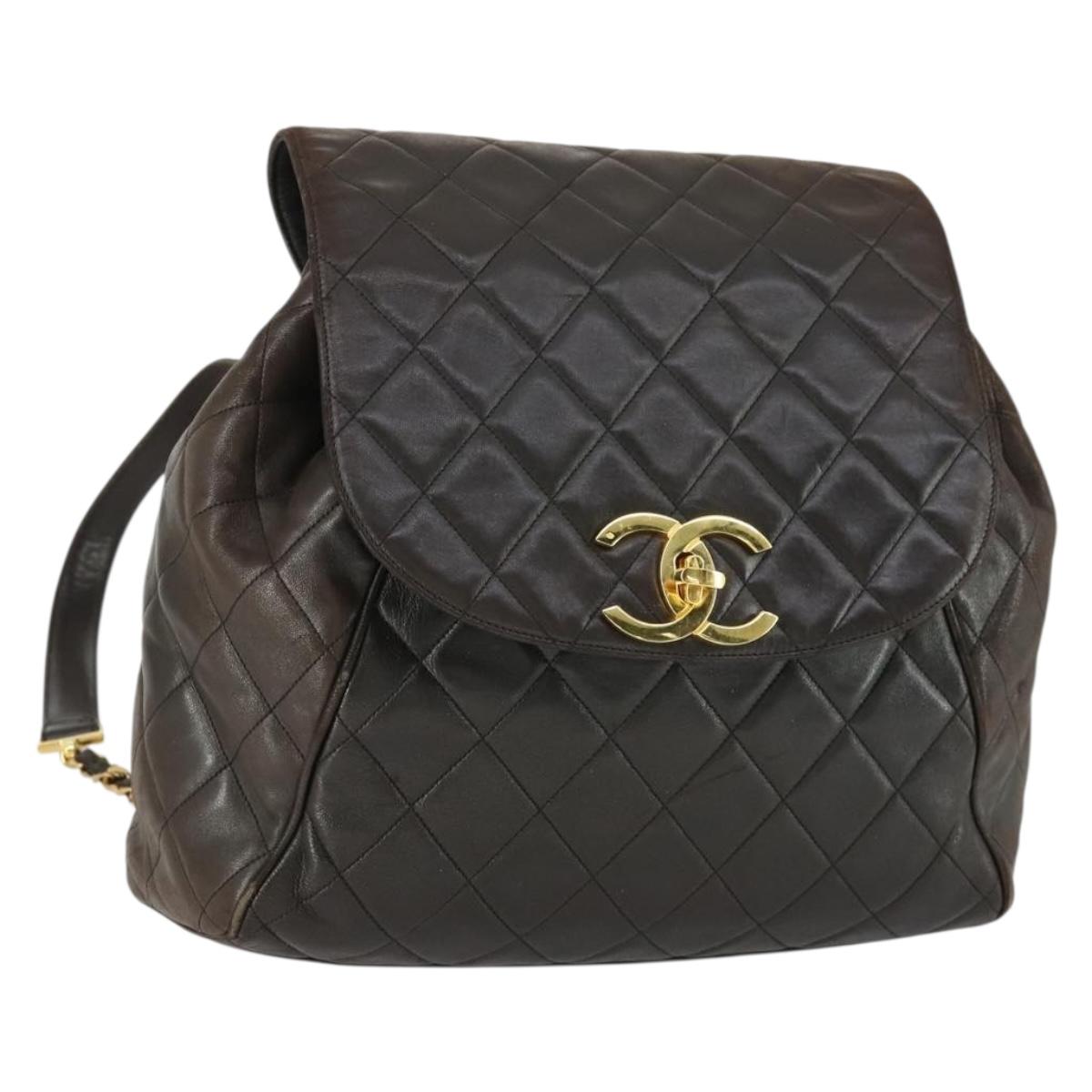 CHANEL Matelasse Backpack Marrone Scuro Originale | Zaino Oro