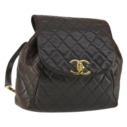 CHANEL Matelasse Backpack Marrone Scuro Originale | Zaino Oro