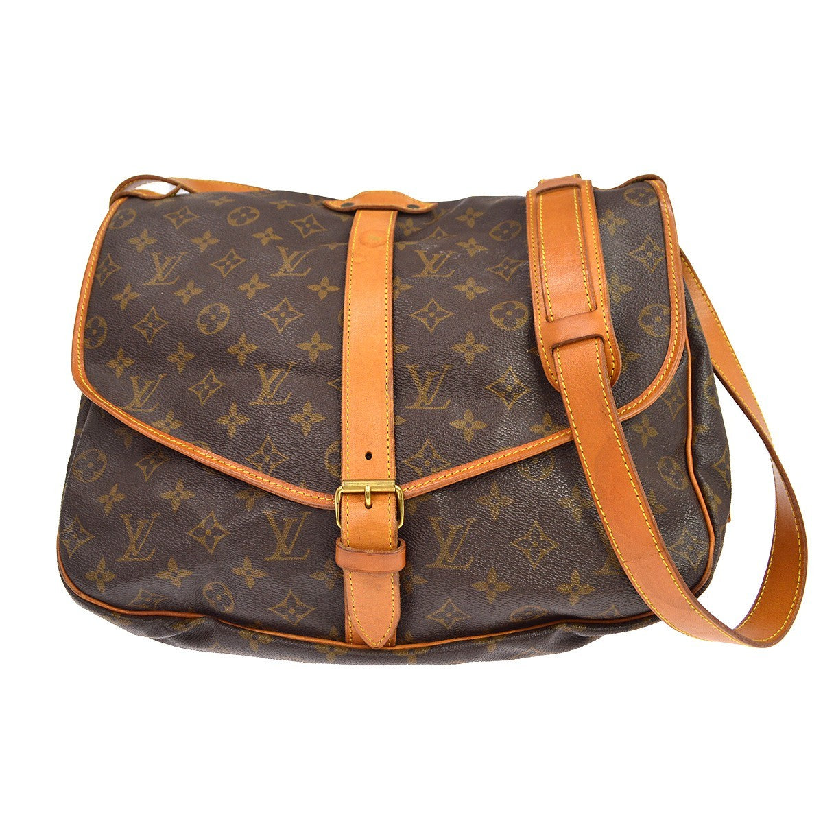 Louis Vuitton Saumur 35 in Tela Monogram Marrone Vintage