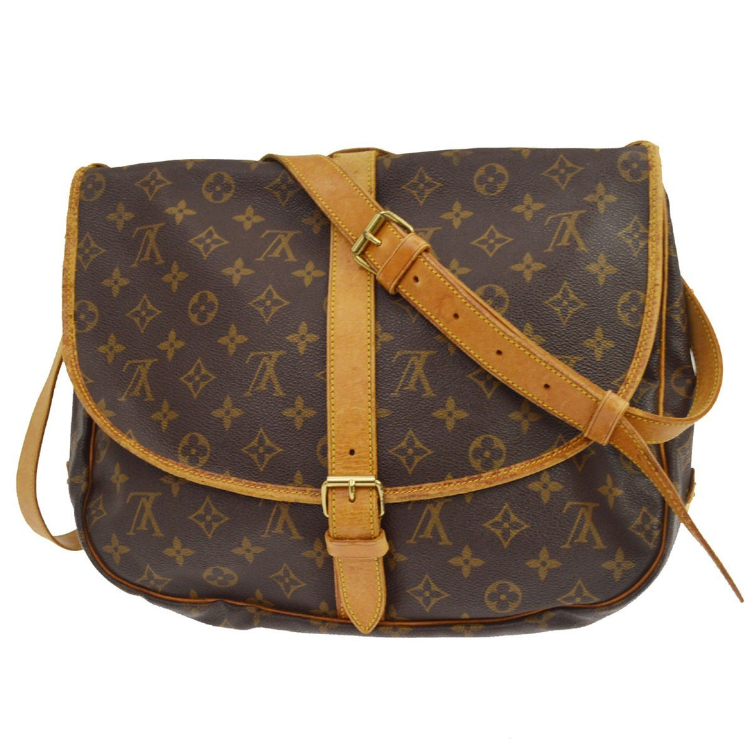 Louis Vuitton Saumur 35 in Tela Monogram Marrone Vintage