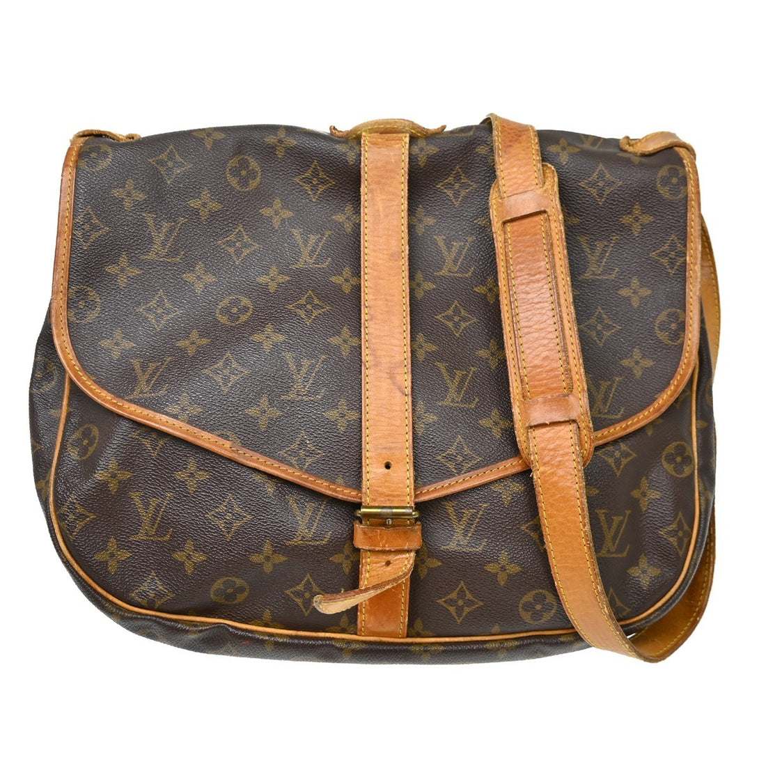 Louis Vuitton Saumur 35 in Tela Monogram Marrone Vintage
