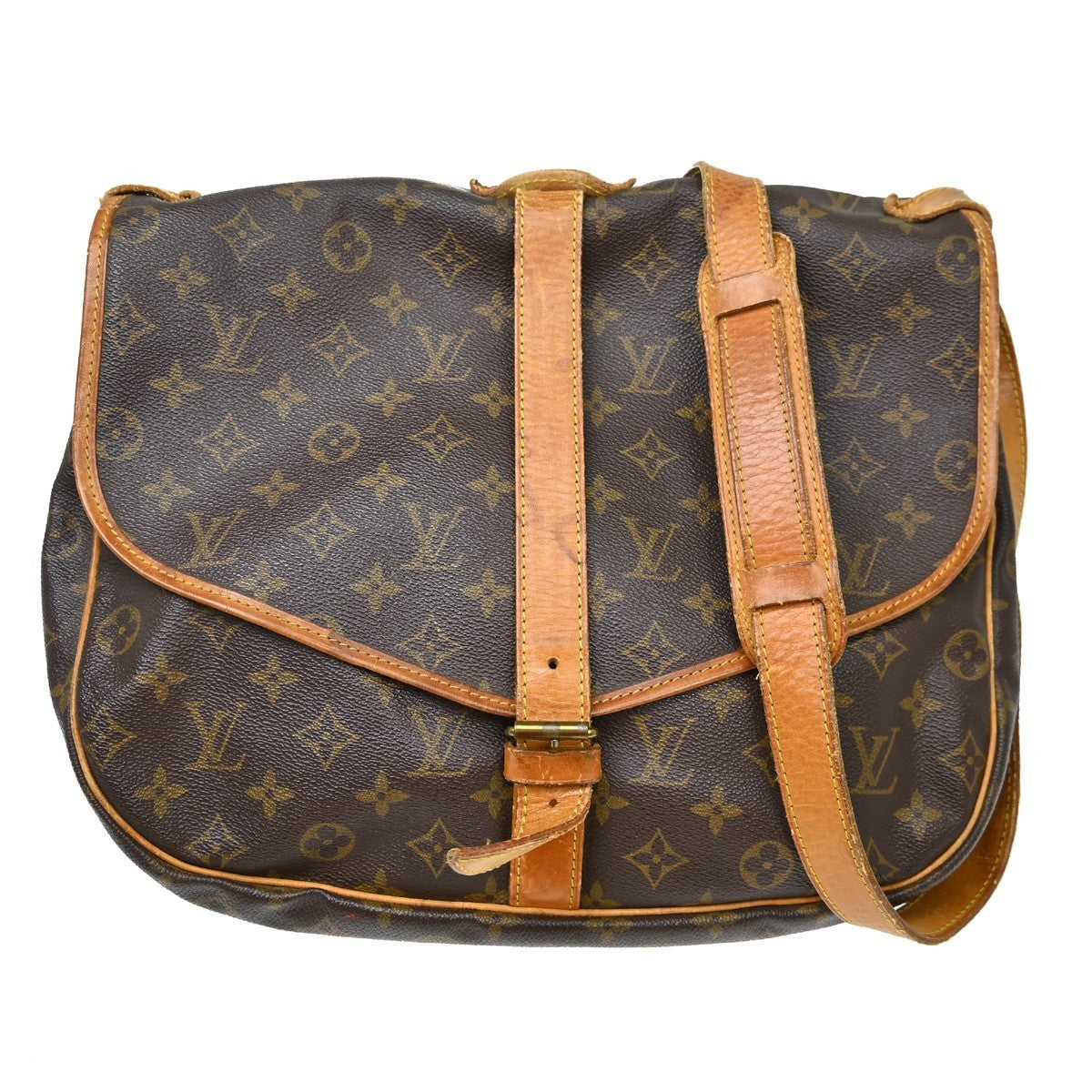 Louis Vuitton Saumur 35 in Tela Monogram Marrone Vintage