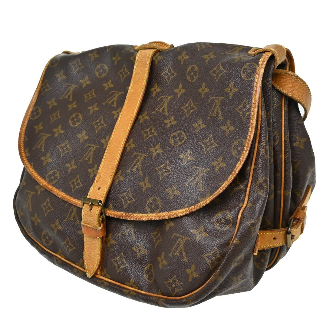 Louis Vuitton Saumur 35 in Tela Monogram Marrone Vintage