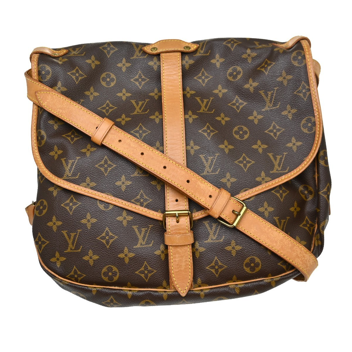 Louis Vuitton Saumur 35 in Tela Monogram Marrone Vintage