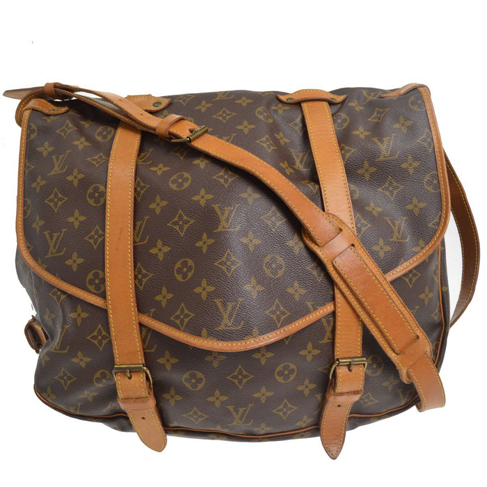 Louis Vuitton Saumur 43 in Tela Monogram Marrone Vintage