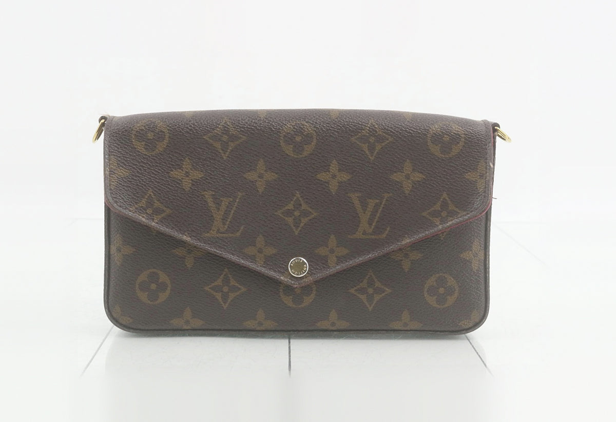 Louis Vuitton Pochette Félicie in Tela Monogram Marrone e Fucsia Vintage