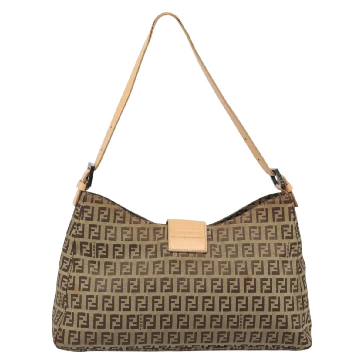 FENDI Zucchino Canvas Baguette Bag Beige Originale | Mamma Baguette Argento