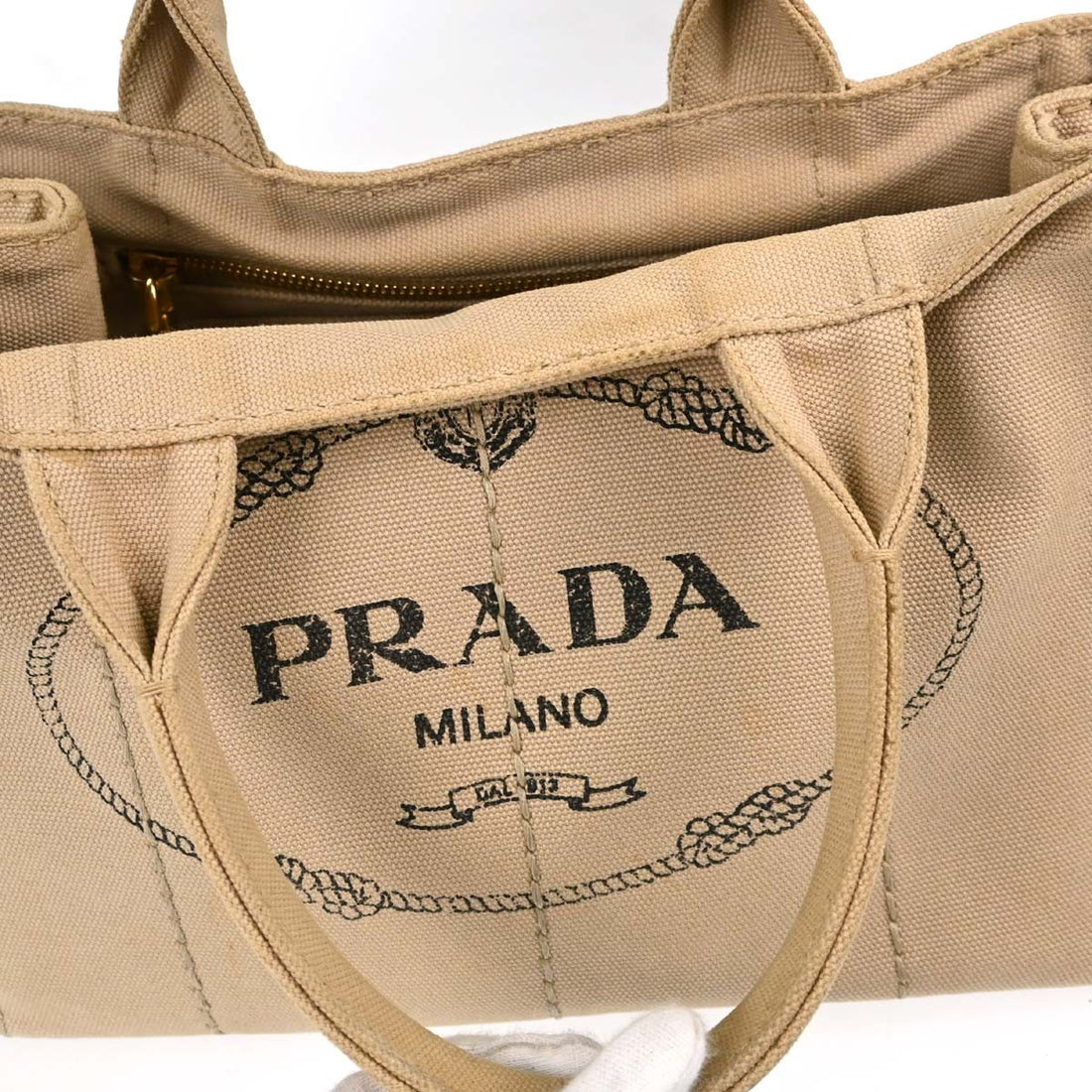 Prada Canapa Tote in Tela Beige Vintage