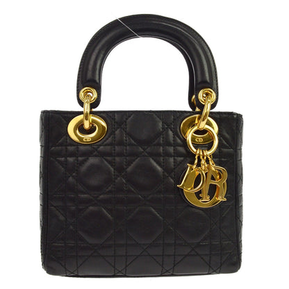 Christian Dior Lady Dior Cannage Vintage in Pelle Nera