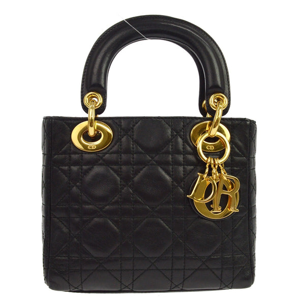 Christian Dior Lady Dior Cannage Vintage in Pelle Nera
