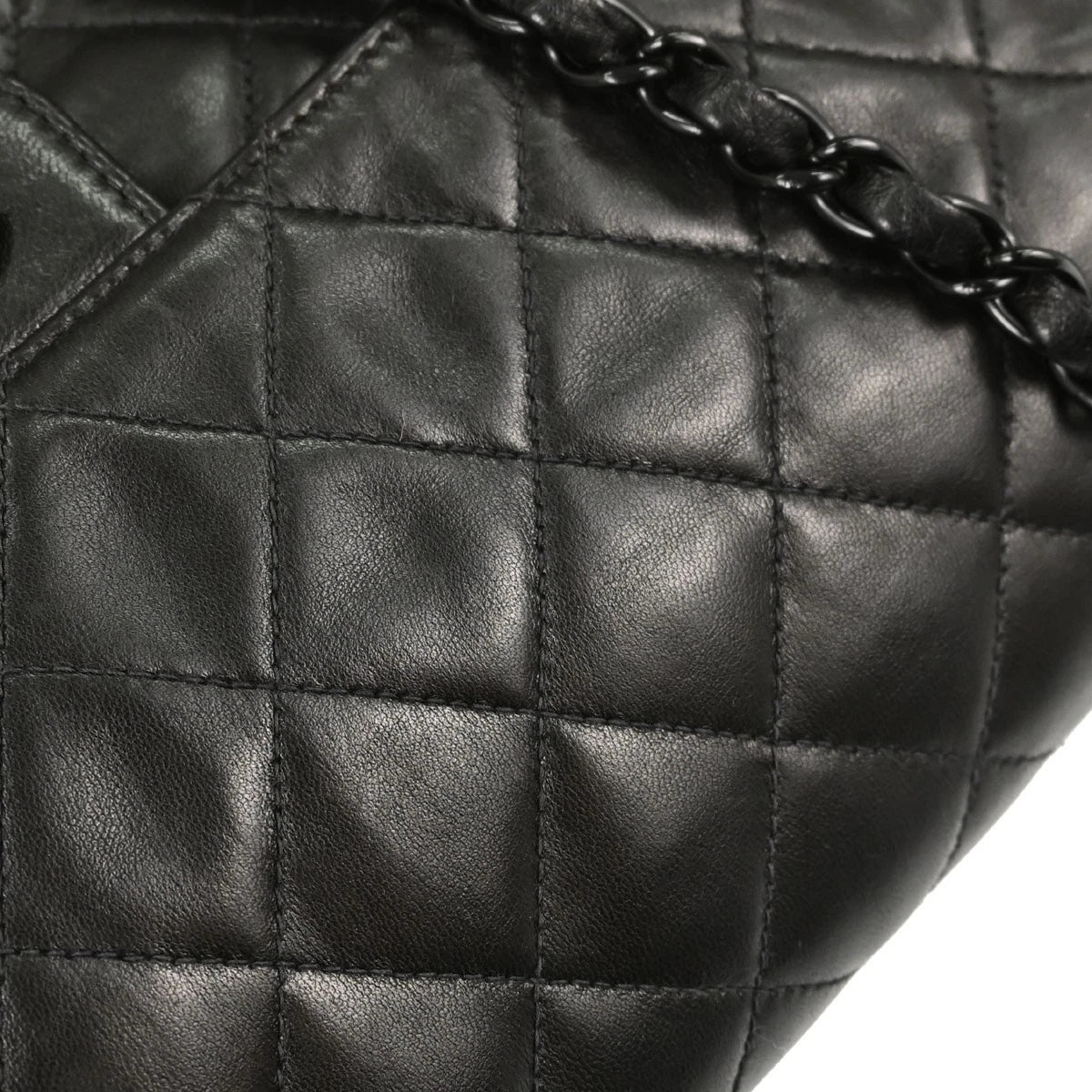 Chanel Black Lambskin Single Flap Medium Shoulder Bag