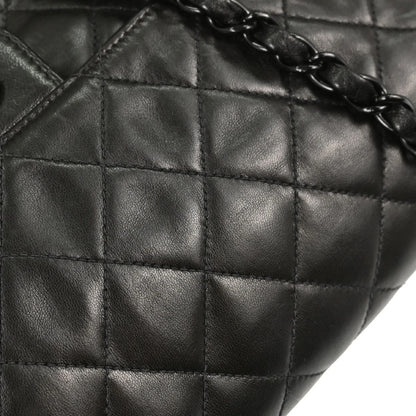 Chanel Black Lambskin Single Flap Medium Shoulder Bag