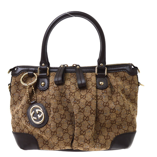 Gucci Beige Canvas Sukey GG Tote Bag