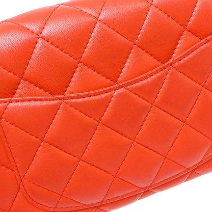 Chanel Orange Lambskin Single Flap Shoulder Bag