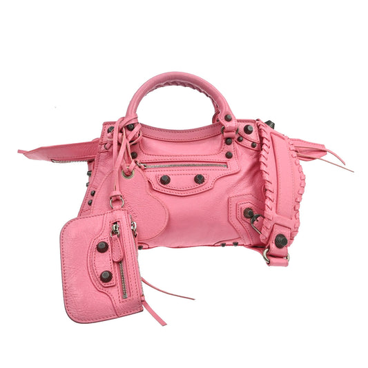 Borsa Balenciaga Neo Cagole City XS Vintage in Pelle Rosa