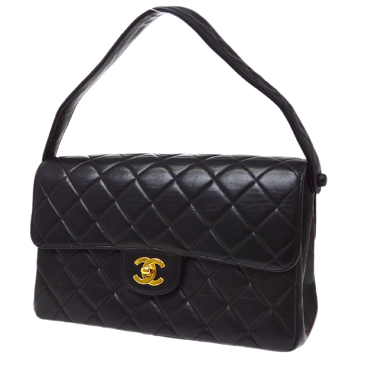 Chanel Black Lambskin Double Sided Classic Flap Handbag