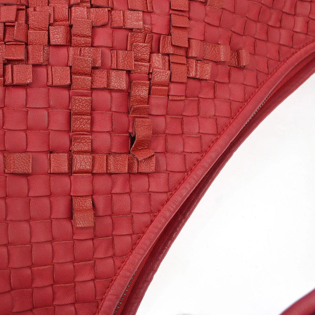Borsa Bottega Veneta Intrecciato Plisse Hobo Handbag Vintage in Pelle Rosso