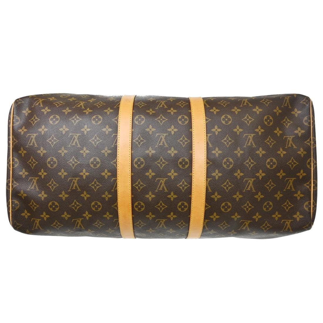 Borsa Louis Vuitton Keepall 55 Travel Handbag Vintage in Monogram Canvas, Leather Marrone