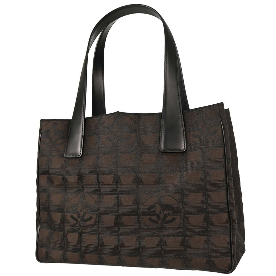 Borsa Chanel Travel Line Tote Vintage in Nylon Jacquard Marrone