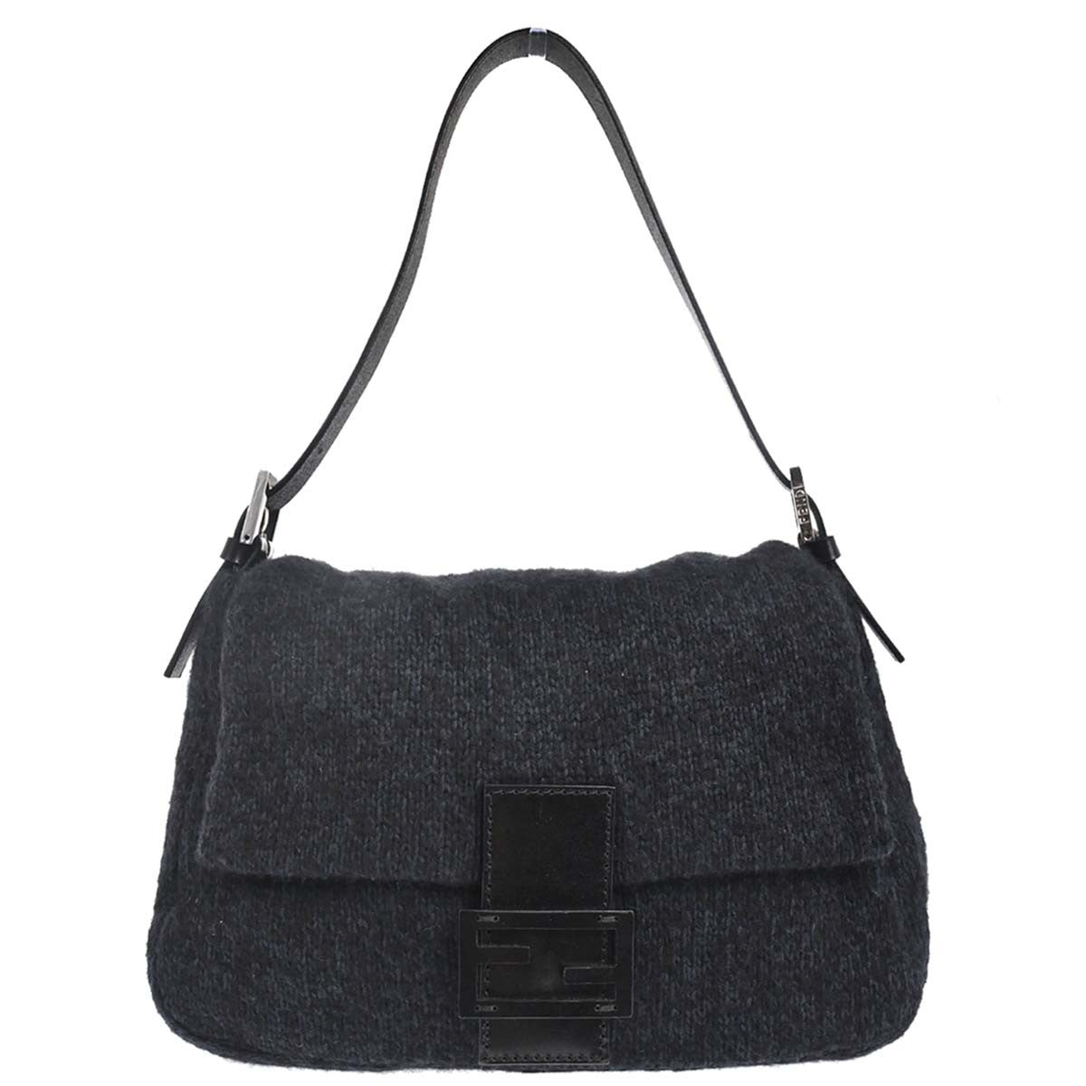 Borsa Fendi Mamma Baguette vintage in lana nera