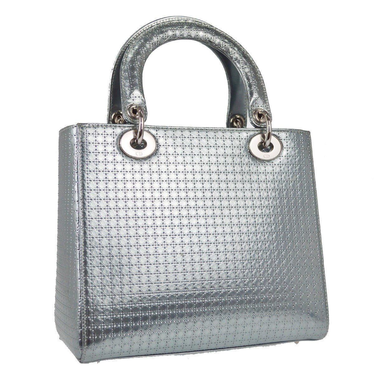 Christian Dior Metallic Silver Micro Cannage Lady Dior