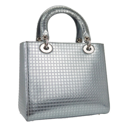 Christian Dior Metallic Silver Micro Cannage Lady Dior