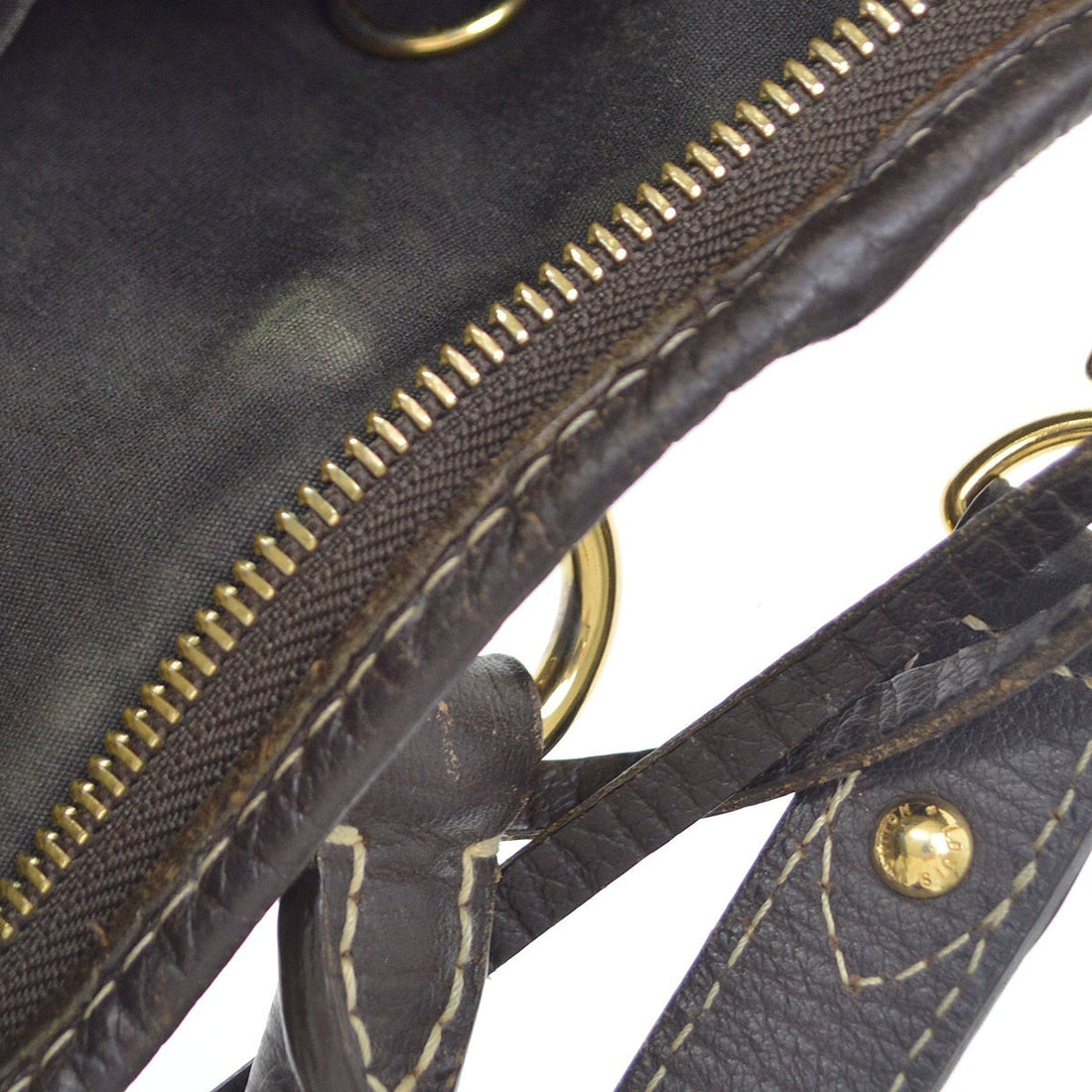 Borsa Louis Vuitton Brown Mini Lin Buzasu Anjou Bag Vintage in Mini Lin Canvas, Pelle Marrone