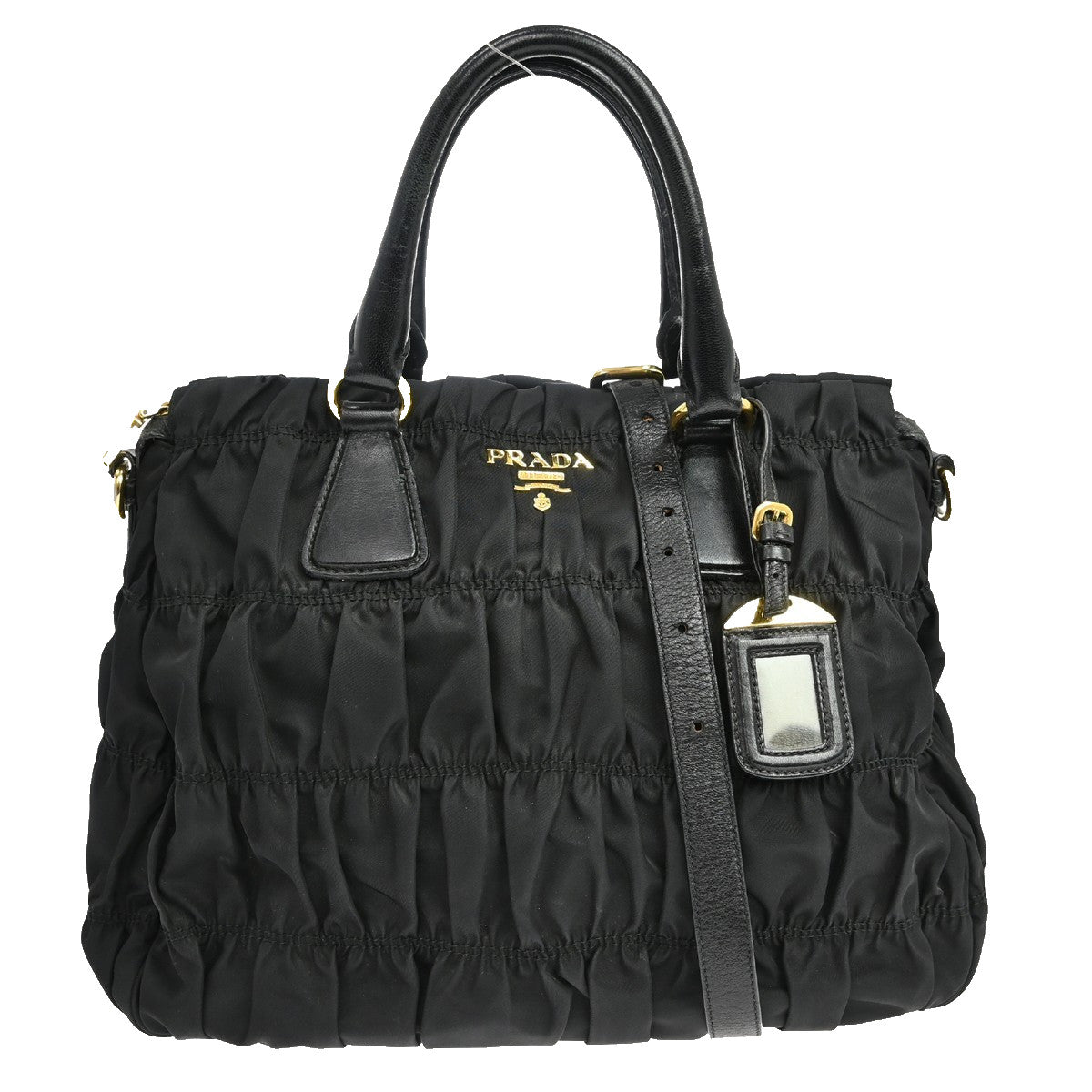 Prada Black Nylon Gathered Tote Handbag Vintage