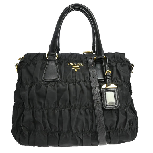 Borsa Prada Tote Vintage in Nylon Nero Arricciato