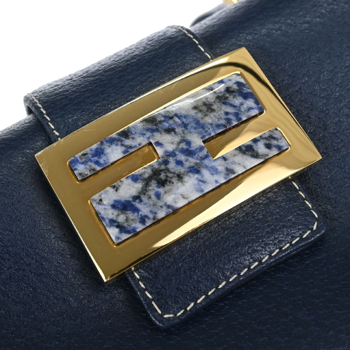 Fendi Blue Leather Baguette Box Handbag