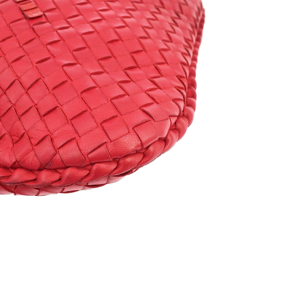 Borsa Bottega Veneta Intrecciato Plisse Hobo Handbag Vintage in Pelle Rosso