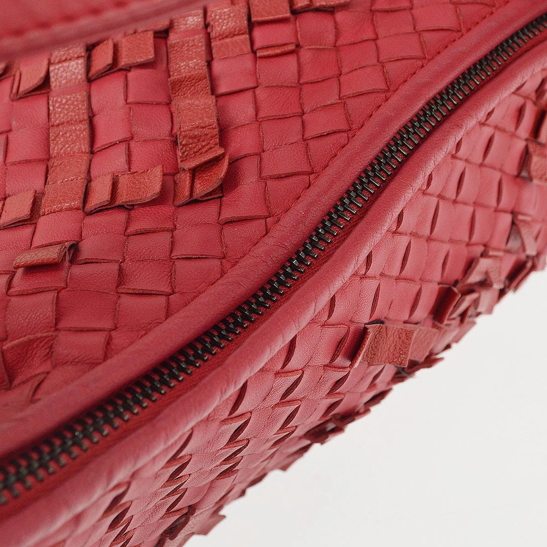 Borsa Bottega Veneta Intrecciato Plisse Hobo Handbag Vintage in Pelle Rosso