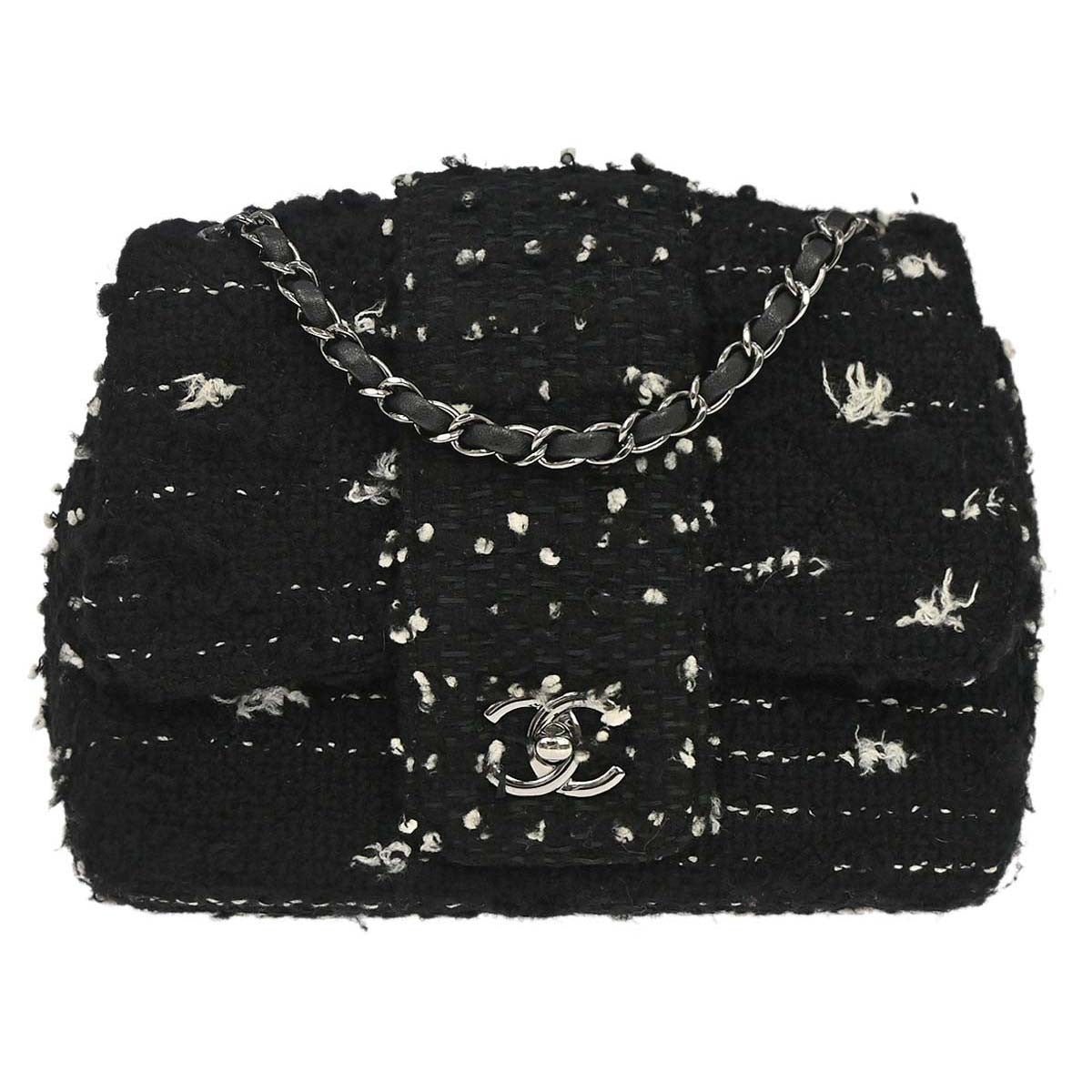 Chanel Black Tweed Elementary Chic Flap Shoulder Bag Vintage