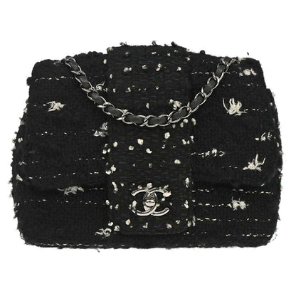 Chanel Black Tweed Elementary Chic Flap Shoulder Bag Vintage