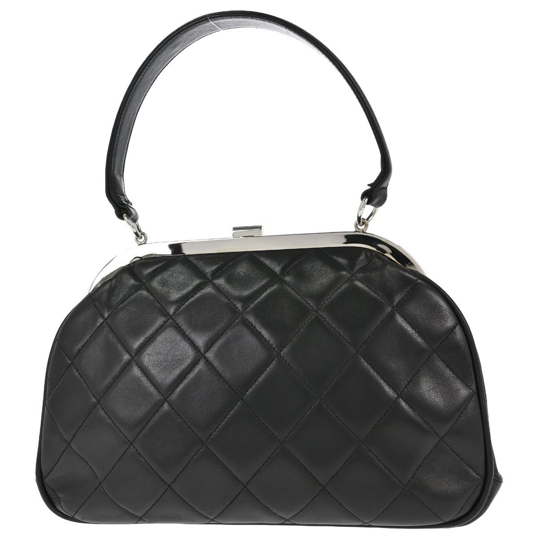 Chanel Kiss Lock Vintage in Black Lambskin Handbag