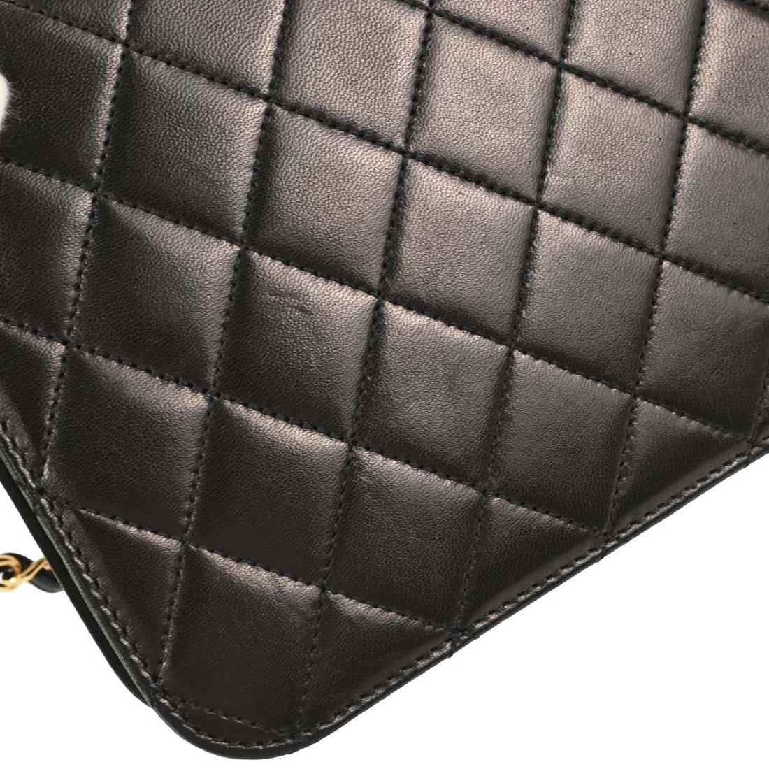 Borsa Chanel Pushlock Full Flap Vintage in Pelle di Agnello Nera