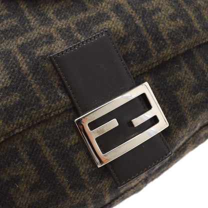 Fendi Brown Wool Mamma Baguette Handbag