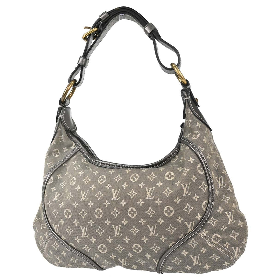 Louis Vuitton Gray Monogram Mini Lin Manon PM Hobo Handbag Vintage