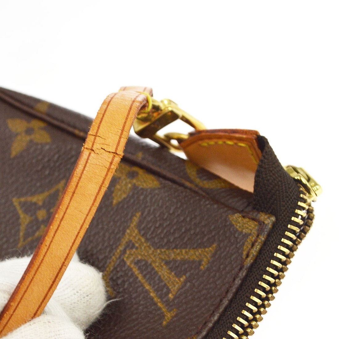 Borsa Louis Vuitton Pochette Accessoires Vintage in Tela Monogram e Pelle Marrone