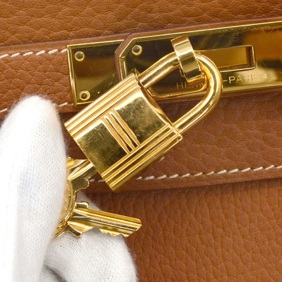Borsa Hermès Kelly 35 Sellier 2way Vintage in Pelle Fjord Gold