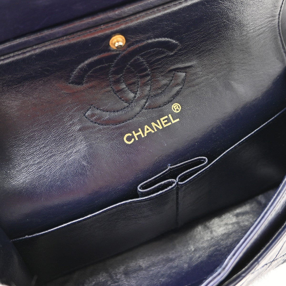 Chanel Navy Lambskin Small Classic Double Flap Shoulder Bag
