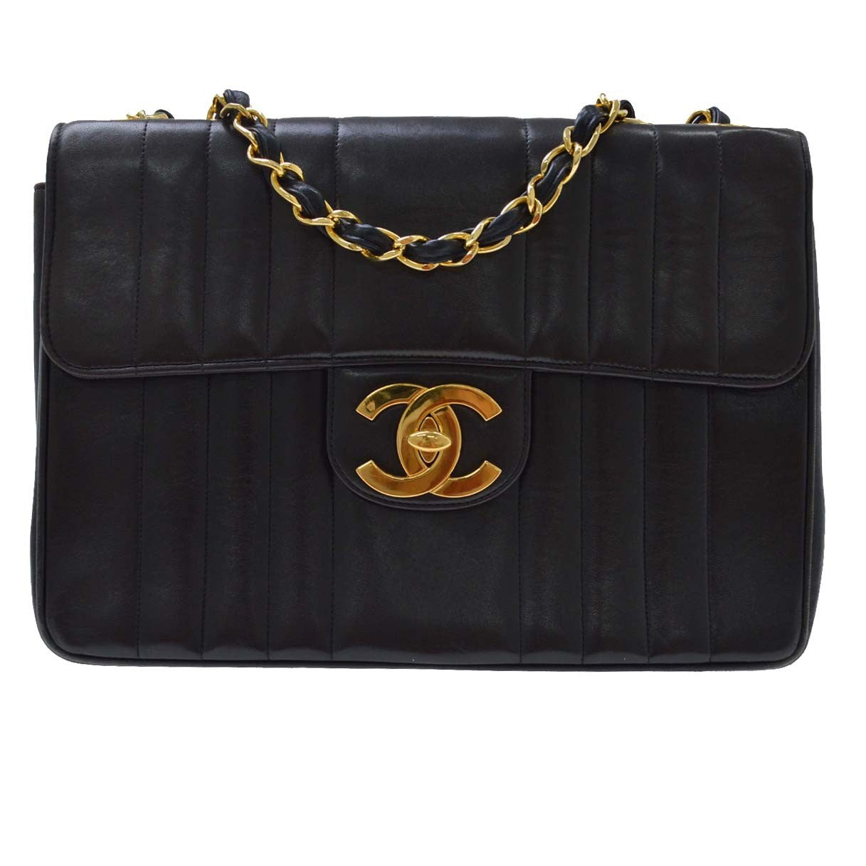 Chanel Black Lambskin Mademoiselle Jumbo Classic Flap Bag