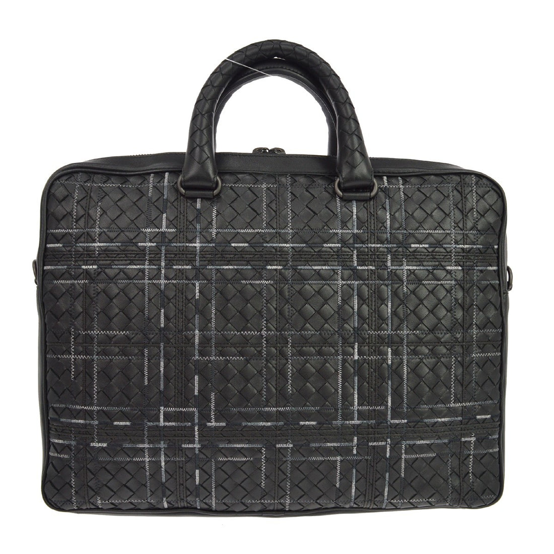 Bottega Veneta Intrecciato Vintage Briefcase in Black Leather