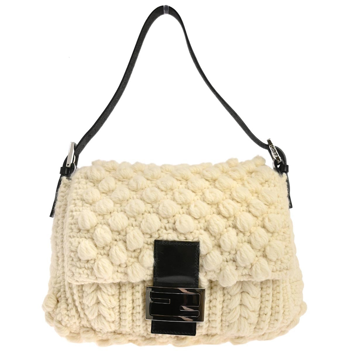 Borsa Fendi Mamma Baguette vintage in lana bianca