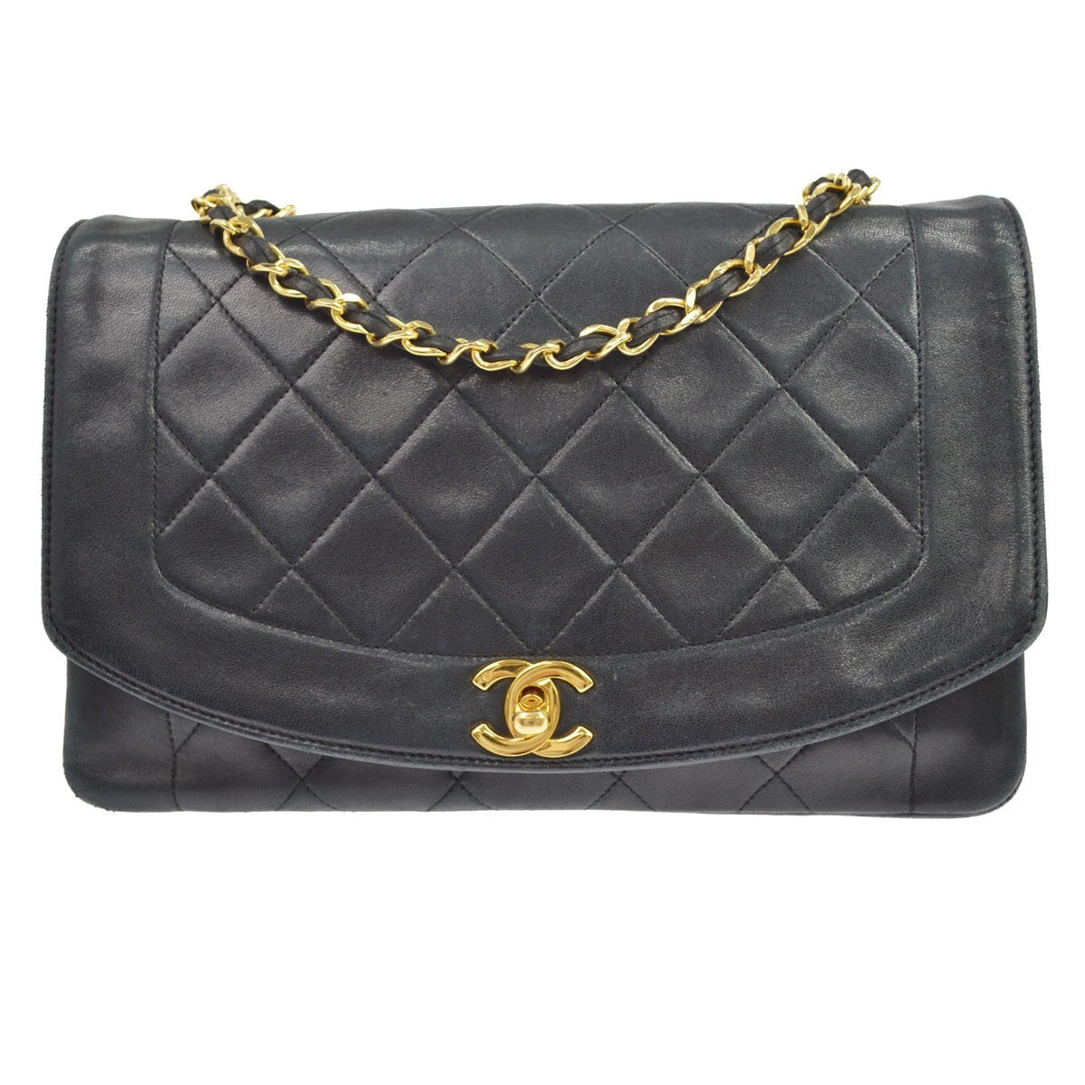 Chanel Black Lambskin Medium Diana Shoulder Bag