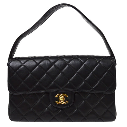 Chanel Black Lambskin Double Sided Classic Flap Handbag