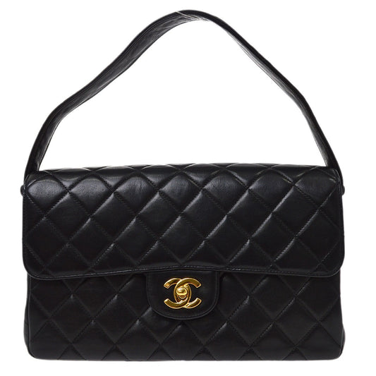 Chanel Black Lambskin Double Sided Classic Flap Handbag