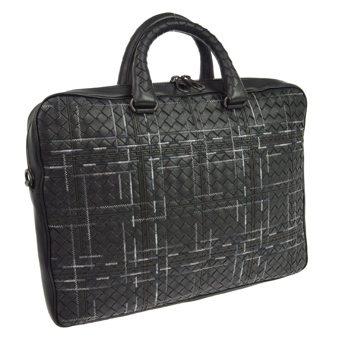 Bottega Veneta Intrecciato Vintage Briefcase in Black Leather