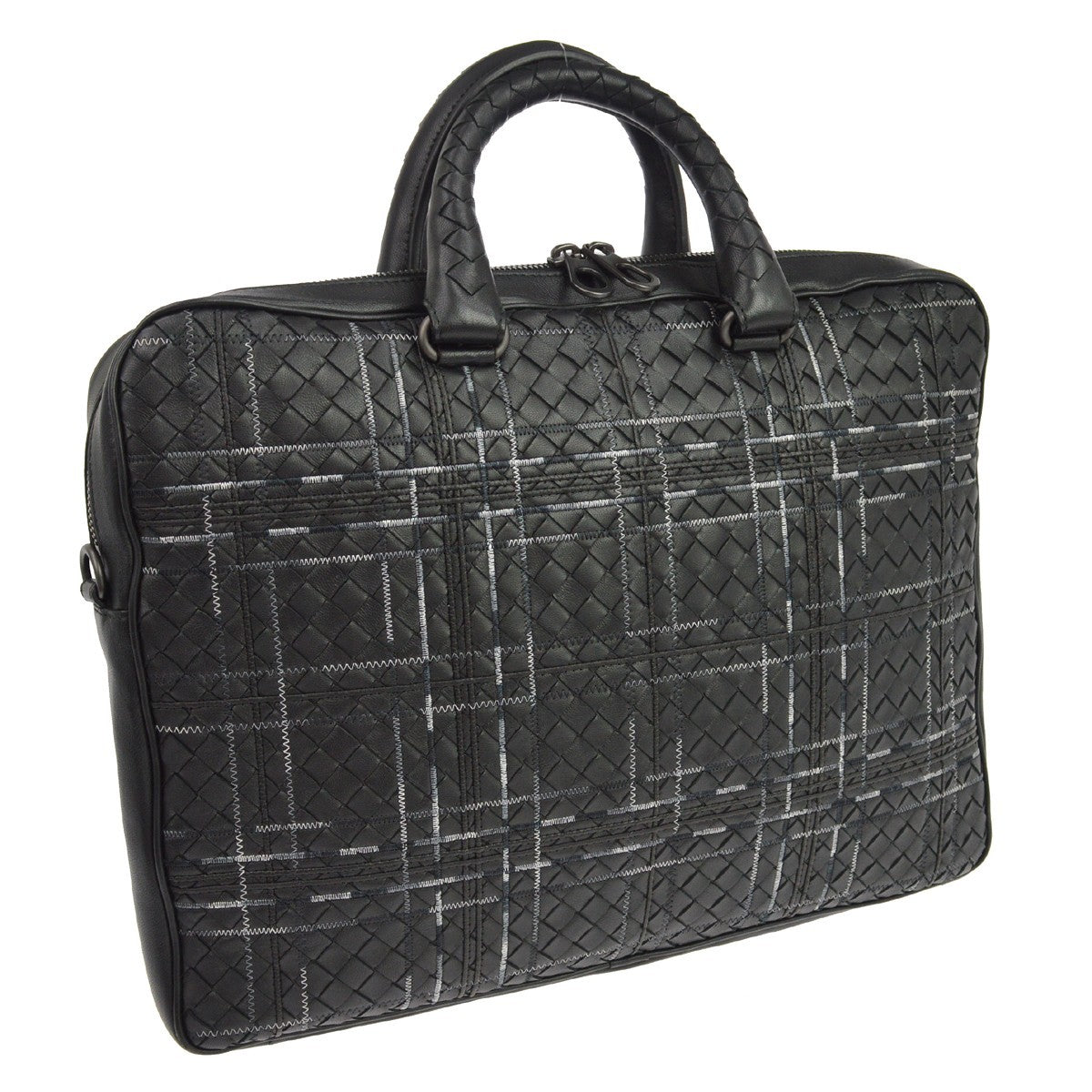 Bottega Veneta Intrecciato Briefcase Vintage in Pelle Nera